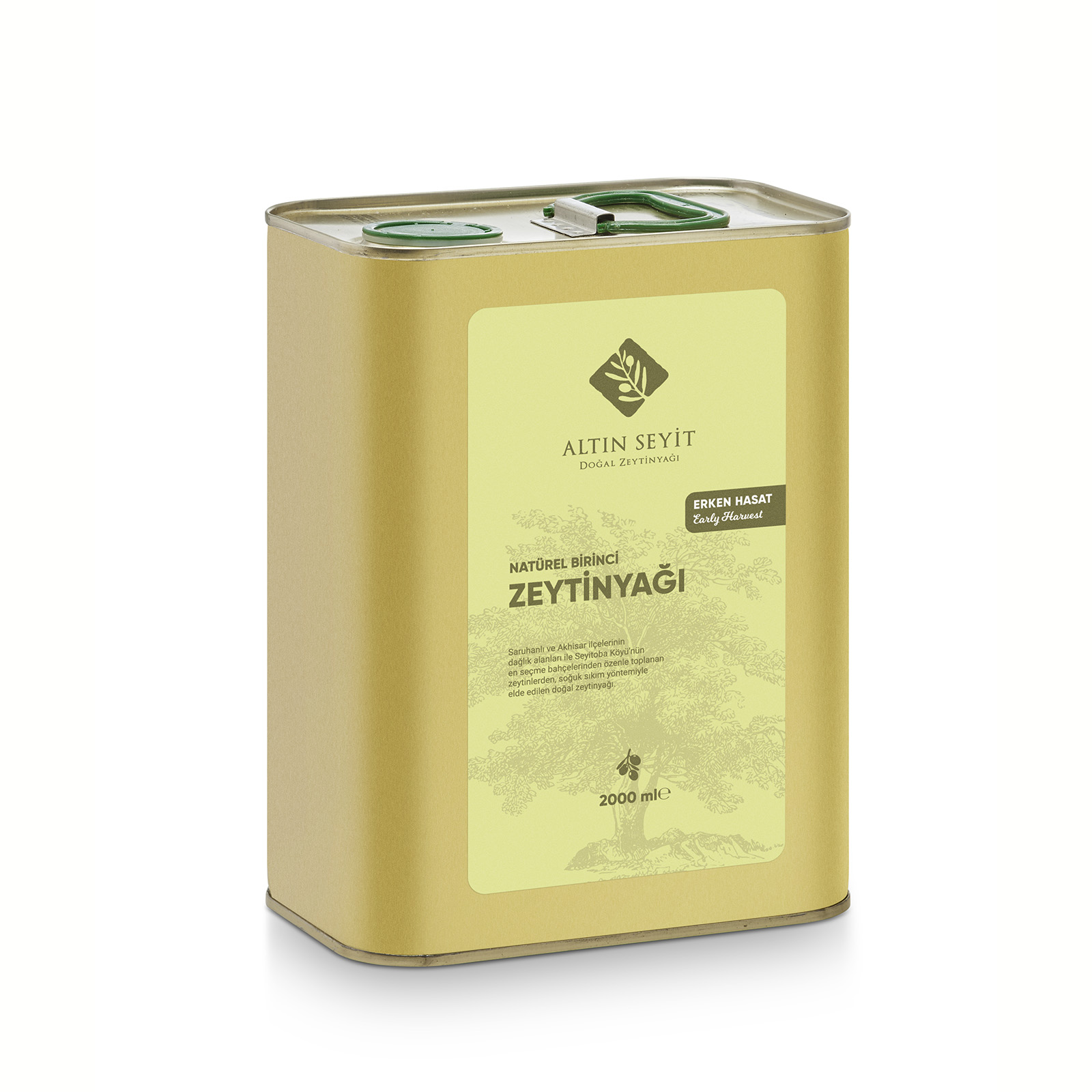SOĞUK SIKIM ERKEN HASAT NATÜREL BİRİNCİ ZEYTİNYAĞI 2 LİTRE TENEKE